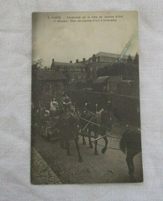 Cpa Orne 61 Flers Cavalcade Fete Jeanne D'arc Chariot Jeanne D'arc A Domremy