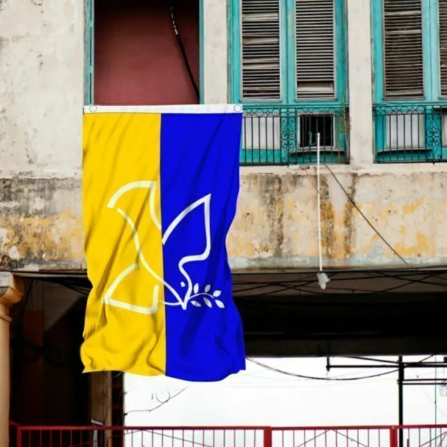 Fahne Flagge Ukraine mit Friedenstaube Frieden Peace Hissflagge 90 x 150 cm