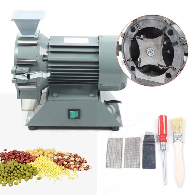 Continuous Feed Electric Herb Grain Grinder Cereal Mill Flour Powder Machine NEW