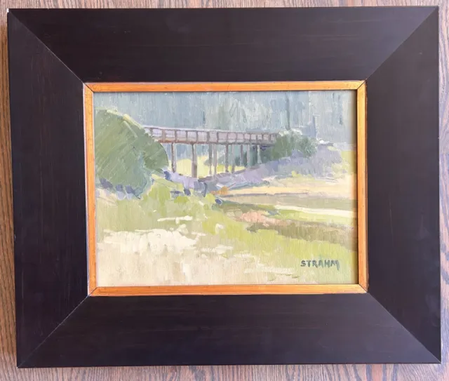 PAUL STRAHM CA Plein Air Impressionist Oil Painting Landscape San Diego Bridge