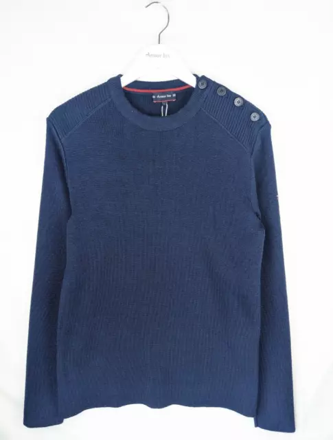 Armor-Lux Wollmarineblau Seemann Knopfpullover - Gross L - Uvp £ 120