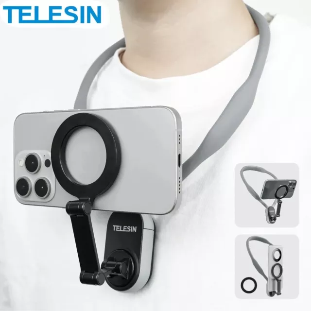 TELESIN Silicone Magnetic Neck Mount Quick Release Hold for Iphone 15 14 13 12 1