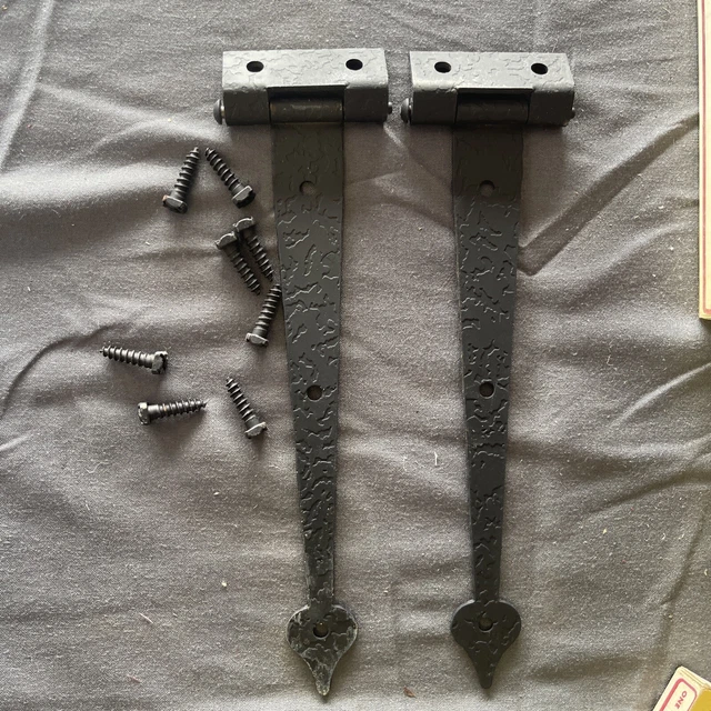 Vintage Rustic Farmhouse Strap Hinges 3/8” Offset Steel Dead Black R375 12 Pair