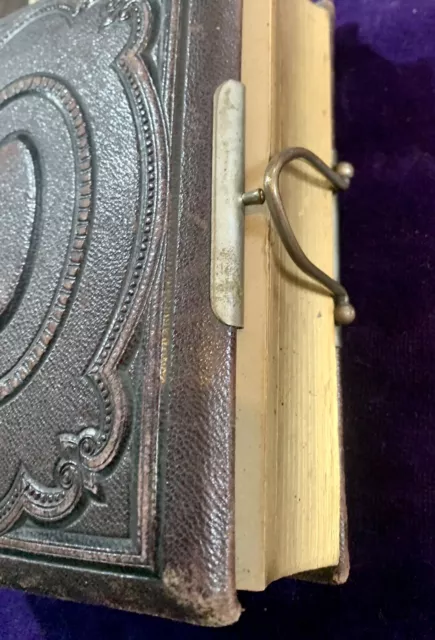 Antique Victorian Leather Tooled Bound Photograph Album - Gold Leaf 2