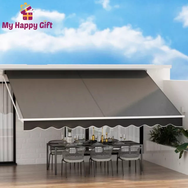 Instahut Retractable Folding Arm Awning Outdoor Awning 4.5Mx3M Canopy Grey