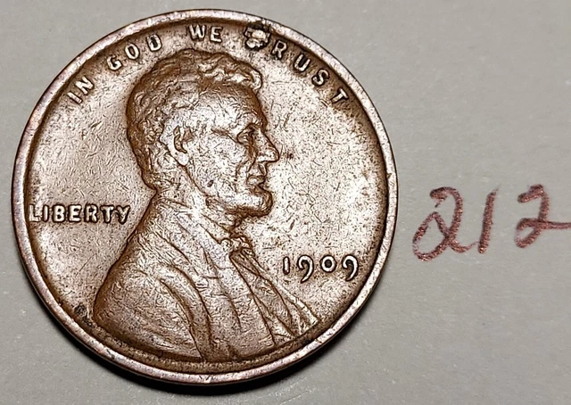 1909-VDB Lincoln Wheat Cent High Grade - VF - XF   (FREE SHIPPING) #212