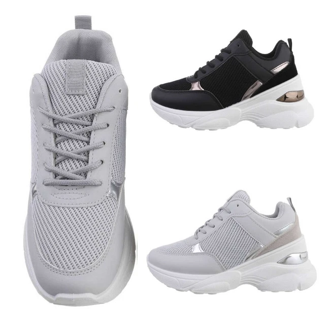Scarpe da donna sneakers classiche alte zeppa sportive passeggio ecopelle lacci
