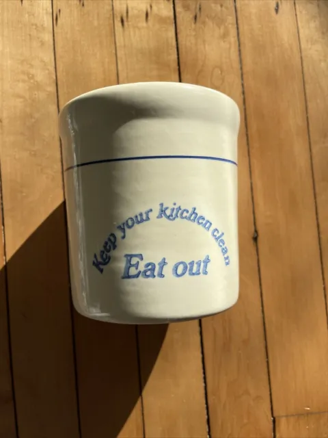 Vintage Pottery Made In CALIFORNIA USA. Keep Your Kitchen Clean Eat Out, Vanilla