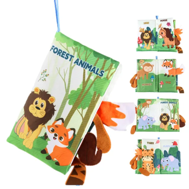 Baby Cloth Book Squeaky Sound Soft Animal Tails Activity Cloth Book Educational