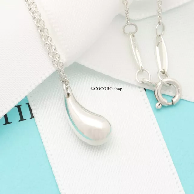 GIFT* Tiffany & Co. Elsa Peretti Teardrop Necklace Pendant 16.2" w/Box & Pouch