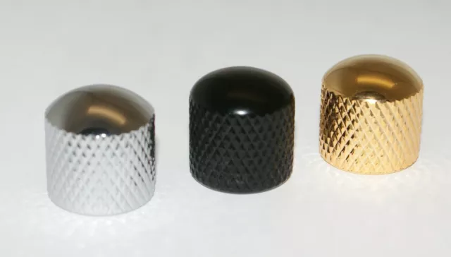 DOME HEAD PUSH FIT KNURLED KNOB FOR TELECASTER ETC / FOR 6mm POT SHAFT /CR/BK/GD