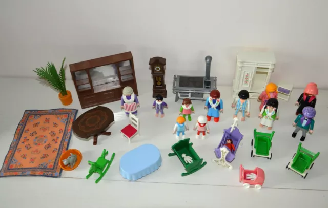 Lot PLAYMOBIL Geobra personnage mobilier meubles maison belle époque vintage