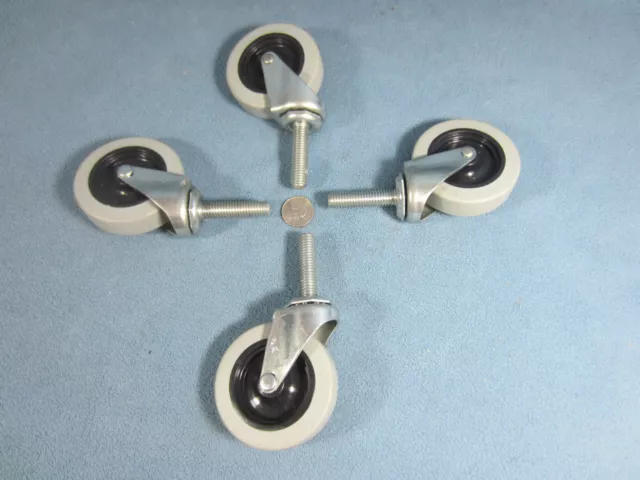 Caster Wheels 3" Threaded Stem Casters 1/2 X 2" Swivel Rubber Set 4 Gray LOT