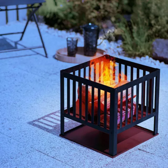 Square Fire Pit Bbq Grill Outdoor Garden Firepit Brazier Stove Patio Heater New