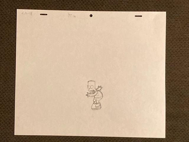 The Simpsons - Original Production Drawing. - Bart Skateboarding