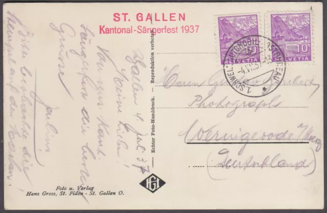Schweiz St. Gallen Kantonal-Sängerfest 1937 / 1. Schweizer Automobil-Postbureau