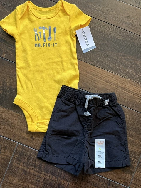 NWT Carters / Jumping Beans Baby Boys Size Newborn NB Outfit Summer Top Shorts