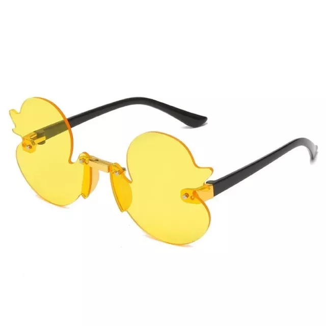 Gafas de sol sin montura con forma de pato de dibujos animados para niños, lente