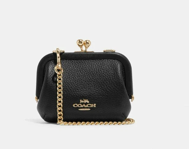 NEW! COACH Nora Kisslock Card Case - Color Gold/ Black - Style No. CH519