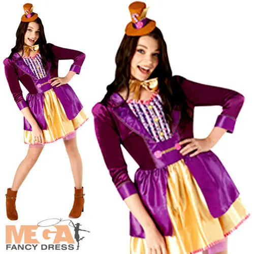 Willy Wonka Ladies Fancy Dress Chocolate Factory Book Week Womens Adults Costume