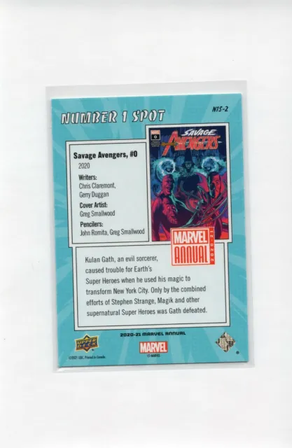 2020-21 Marvel Annual Mint! SAVAGE AVENGERS Number One Spot N1S-2 UD Cards 2