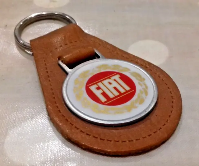 Vintage Fiat leather key fob