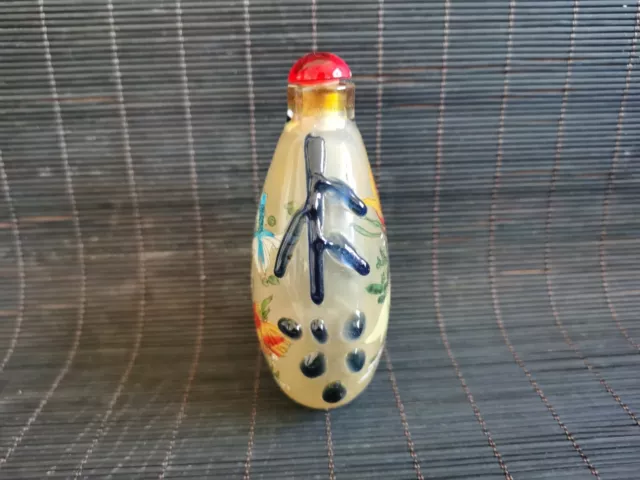 Chinese old peking Glass Handmade Inside painting fish Exquisite Snuff Bottles 3