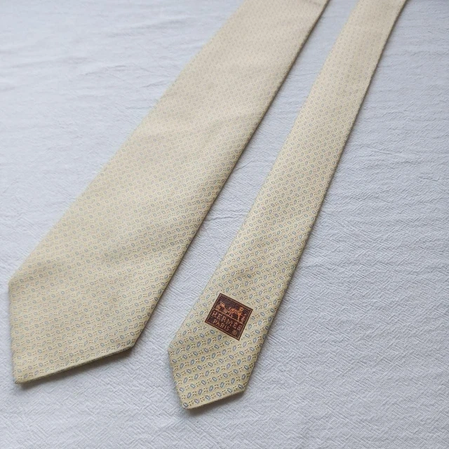 Cravate Hermès 100% Soie - Motif Lapin Vert Et Bleu - Occasion De Qualité