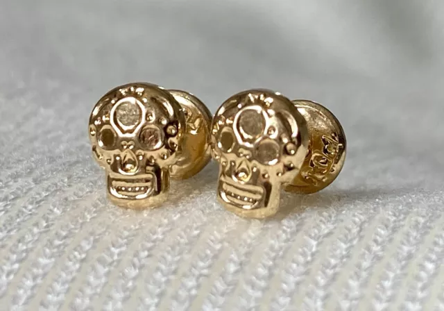 18k solid real gold earrings: Skull earrings • screw back