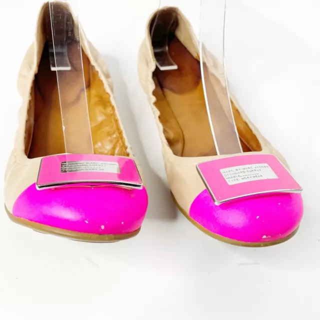 Marc by Marc Jacobs Neon Logo Plaque ballet Flats leather pink WOMENS 38 8 3