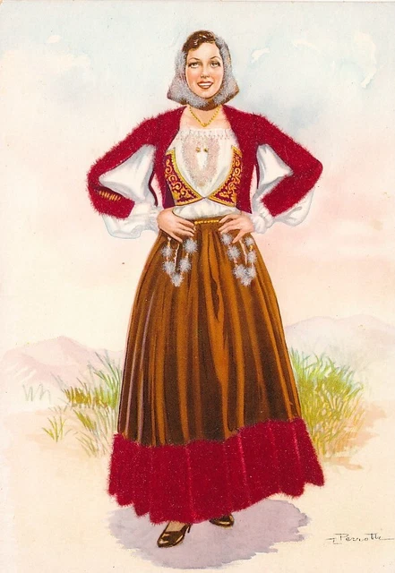 Cartolina Costumi Sardegna Nuoro Tempera di Perrotti Viaggiata Anno 1976