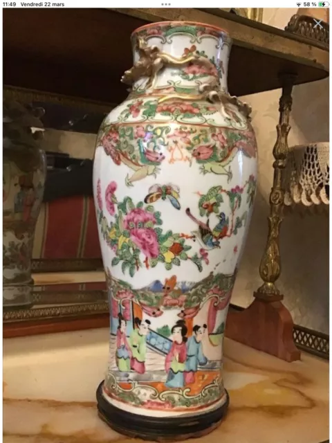 Vase porcelaine de Canton XIXème restauré. 2