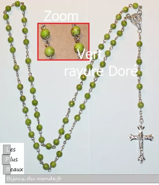 CHAPELET VERT + Zébré Doré  FASHION CRISTIANO ROSARY NEUF