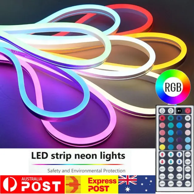1M 5M 20M RGB LED Neon Strip Light Rope Color Change 44Key Control 12V Adv Sign