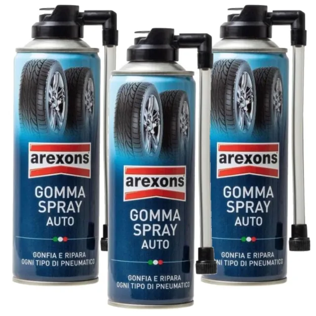 Arexons 8473 Gomma Spray Ripara Gomme Kit 3 Pezzi X 300 Ml.