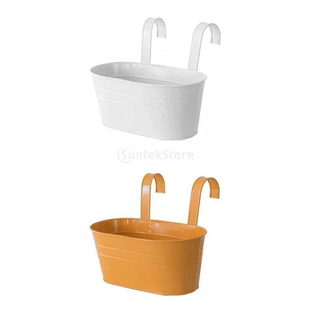 2 x hängende Blumentöpfe für Balkon Pflanzgefäße, Geländer, Zaun, Deck,
