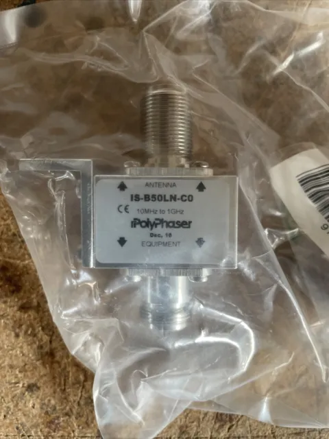 Polyphaser IS-B50LN-CO. New 10 MHz-1 GHz Flange Mount. * Female To Female.