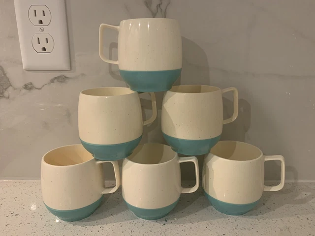 Vintage Vacron Bopp-Decker Cup Insulated Vacuum Plastic Blue Cream SET OF 6 Vintage Vacron Bopp-Decker Cup Insulated Vacuum Plastic Blue Cream SET OF 6