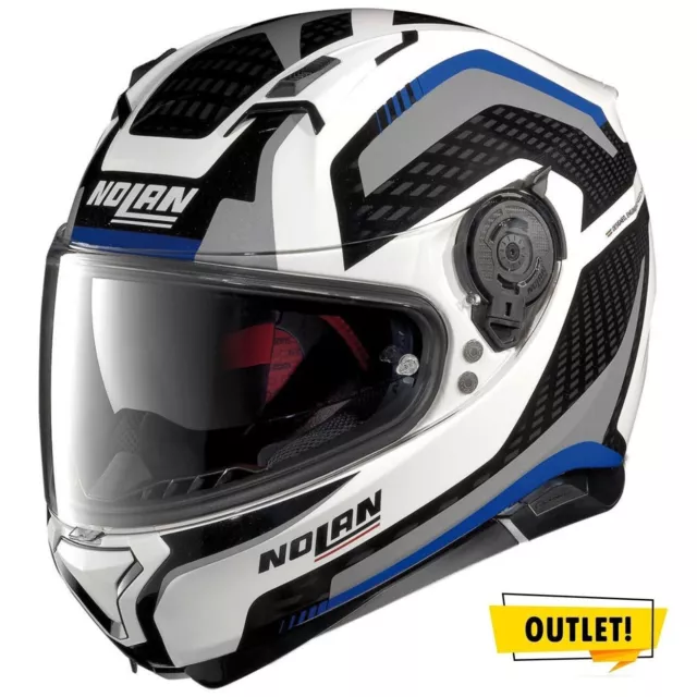 Casco Integrale Nolan N87 Arkad N-Com Metal White Bianco/Blue/Grigio 044 Xl