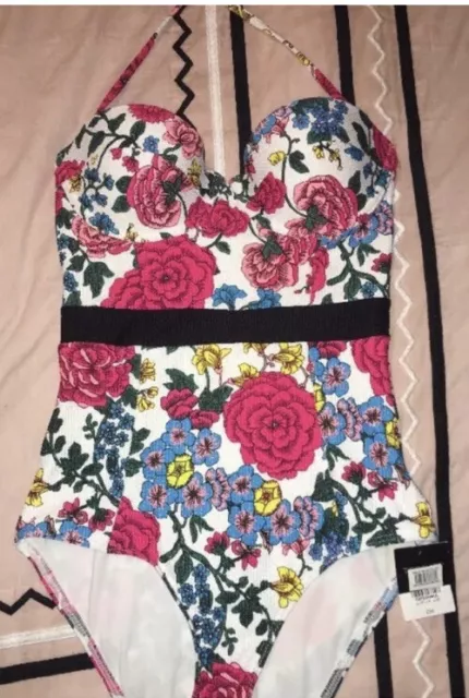 Topshop women’s One Piece Floral swimsuit 6 Small New NWT RARE HTF GORGEOUS