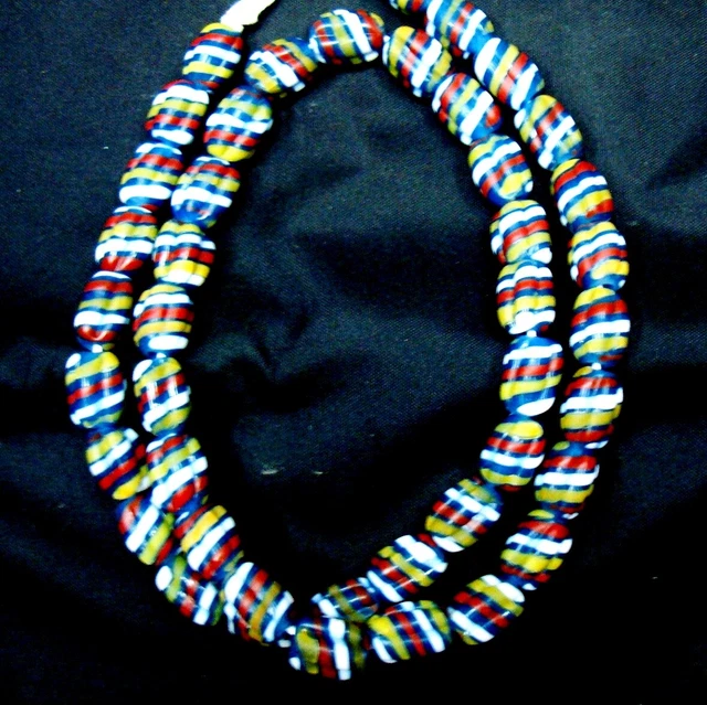 Rare 23" 43 Beads Ancient Phoenician Spiral Melon Colorful Glass Necklace 4