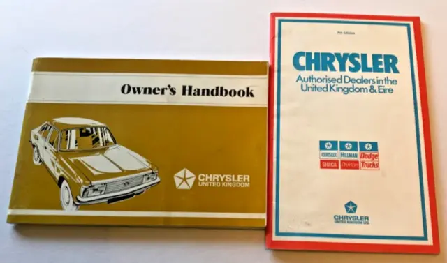 Chrysler Owners Handbook & Authorised Dealers 1977 Avenger