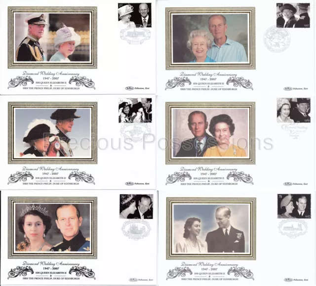 Bs666-671 Benham Silk 2007 First Day Covers Set Fdc Diamond Wedding Anniversary