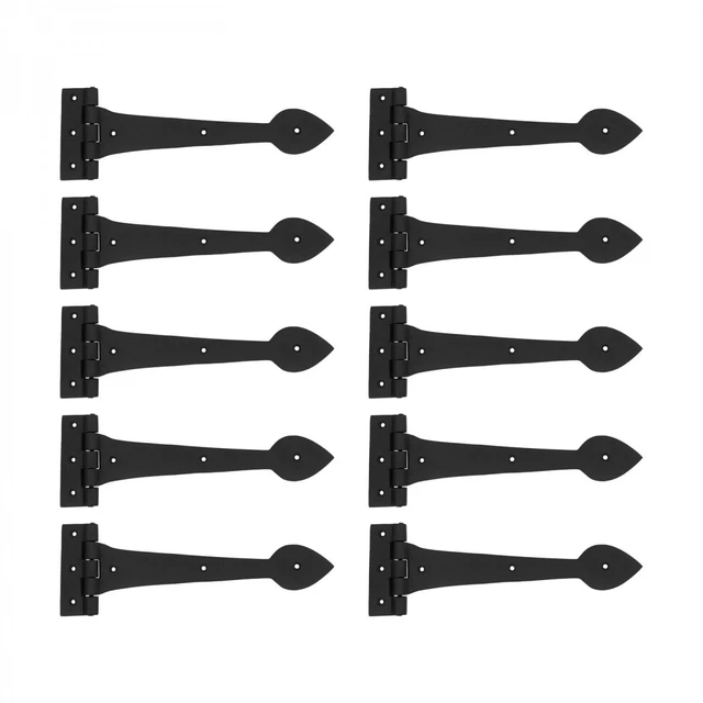 Door Gate Strap Hinge Heart Tip Rough Forged Iron 12" Pack of 10