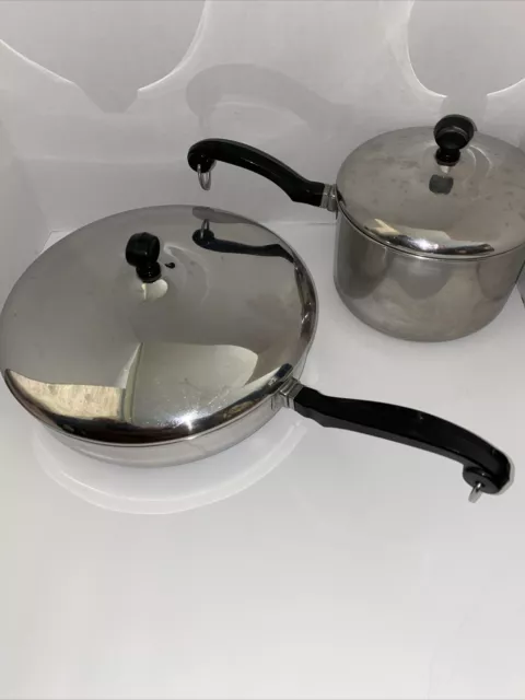 VTG Faberware aluminum clad stainless steel 2.5 qt sauce & 10” skillet