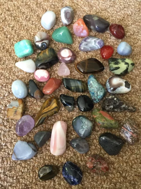 2lb Mixed Lot Polished Rocks - Tumbled Stones Gemstone Mix - Healing and Reiki