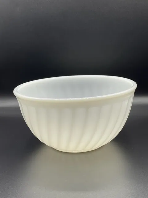 Fire King Oven Ware Small Mixing Bowl White Milk Glass Swirl 6"