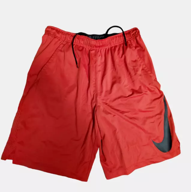 Nike  Loose Fit HBR Dri-Fit Basketball Shorts Big Swoosh Logo Mens L Red 871720