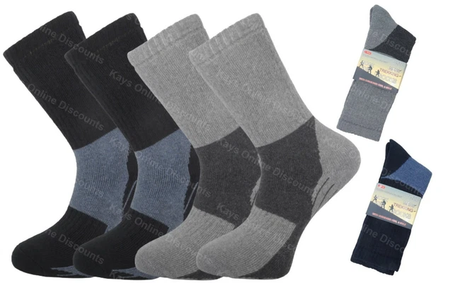 Mens Thermal Socks Trekking Hiking Ski Work Boot 4 Pairs Cushioned Adults 6-11