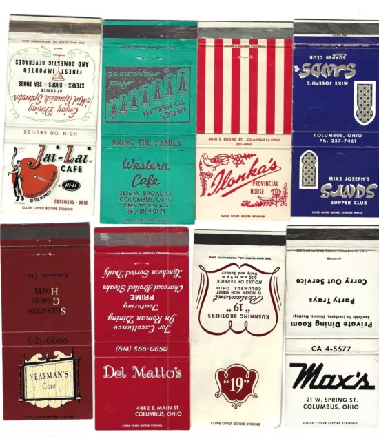 8 Columbus, Ohio Restaurant Matchcovers